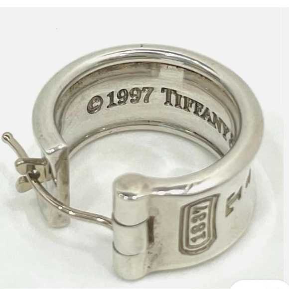Vintage 1997 Tiffany & Co 1837 925 Sterling Silver Huggie Hoop Earrings - Picture 2 of 14